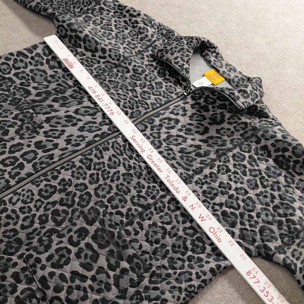 Ruby Rd. Petite Quilted Black Animal Print Full Zip Pocket Shirt Jacket LARGE - Picture 4 of 10